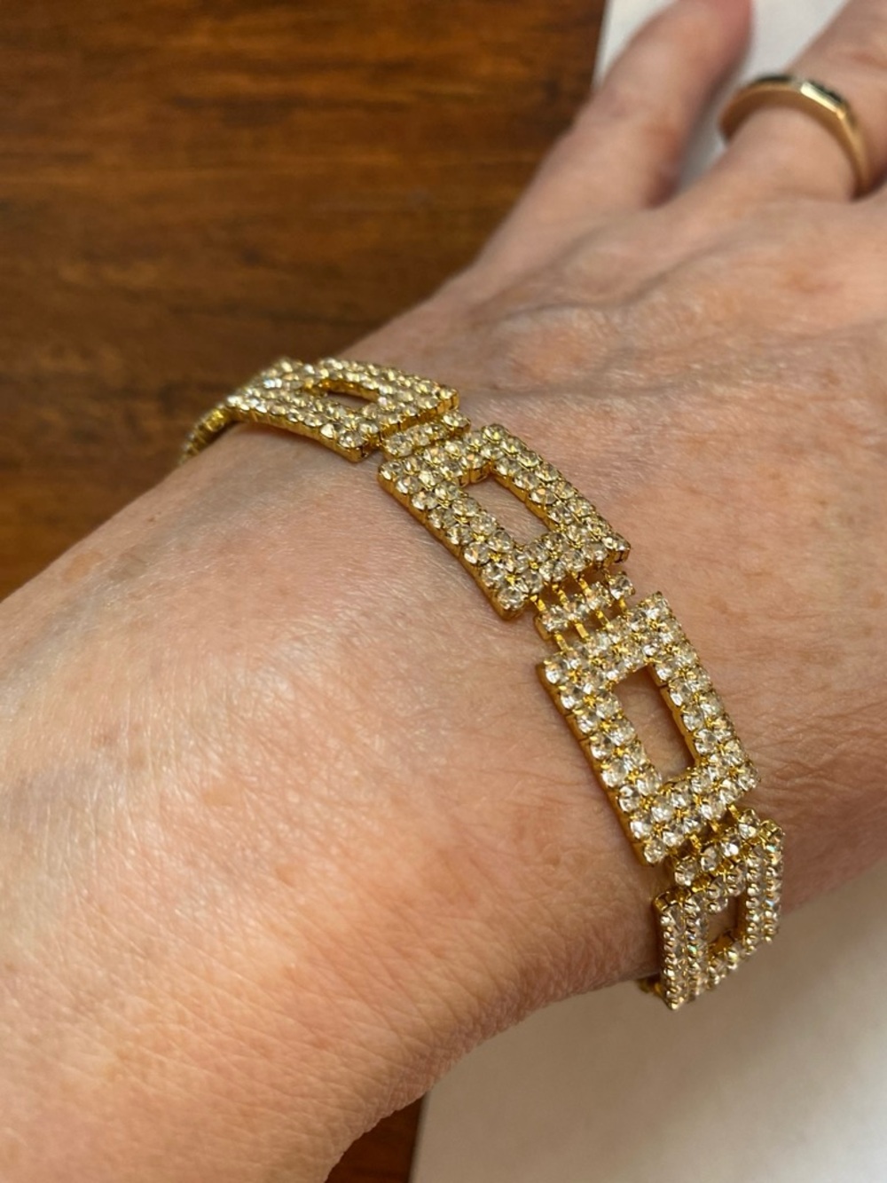 Gold tone Crystal Link Bracelet - Women